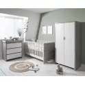 Tutti Bambini Modena 3 Piece Room Set - Grey Ash and White + FREE Fibre Cotbed Mattress Worth £79!