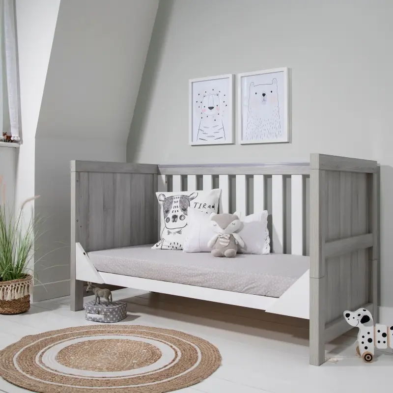 Tutti Bambini Modena Cot Bed-Grey Ash and White + Free Nursing