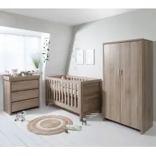 Tutti Bambini Modena 3 Piece Room Set - Oak + FREE Fibre/Foam Cotbed Mattress Worth £59!