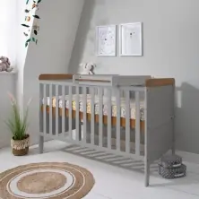 Tutti Bambini Rio Cot Bed Bundle Including Cot Top Changer and Mattress - Dove Grey/Oak