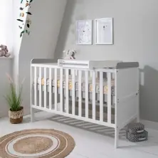 Tutti Bambini Rio Cot Bed Bundle Including Cot Top Changer and Mattress - White/Dove Grey