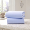 Clair De Lune 2 Pack Cotton Fitted Pram/Crib Sheets - Blue