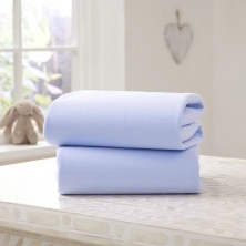 Clair De Lune 2 Pack Cotton Fitted Pram/Crib Sheets - Blue