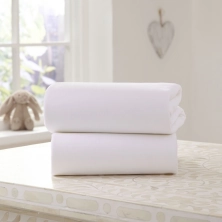 Clair De Lune 2 Pack Cotton Fitted Pram/Crib Sheets - White