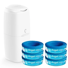 Angelcare Nappy Disposal System With 6 Pack Refill Cassettes-White