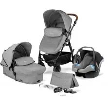 Kinderkraft Moov 3in1 (Mink Car Seat) Travel System With Carrycot-Grey Melange