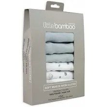 Little Bamboo Pack of 6 Muslin Baby Wash Cloths - Whisper