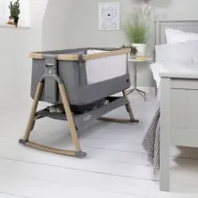 Tutti Bambini CoZee AIR Bedside Crib - Oak/Charcoal + Free Nursing Pillow Worth £59.99! 