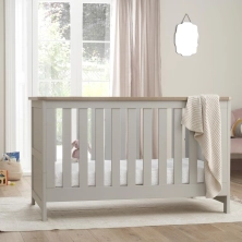 Tutti Bambini Verona Cot Bed - Dove Grey/Oak + FREE Fibre Cotbed Mattress Worth £79!