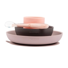 Nattou Silicone 4pc Tableware Set - Pink