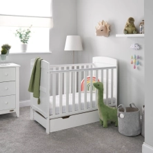 Obaby Grace Mini Cot Bed & Under Drawer - White