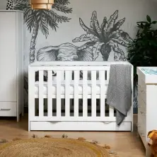 Obaby Nika Cot Bed & Underdrawer - White Wash