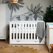 Obaby Nika Mini Cot Bed & Underdrawer - White Wash