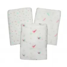 Silly Billyz Pack of 3 Swaddle Wrap-Orchard Birds