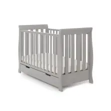 Obaby Stamford Mini Sleigh Cot Bed Including Underbed Drawer - Warm Grey