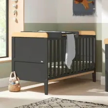 Tutti Bambini Rio Cot Bed Bundle Including Cot Top Changer and Mattress - Slate Grey/Oak