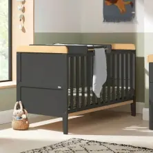 Tutti Bambini Rio Cot Bed Bundle Including Cot Top Changer - Slate Grey/Oak
