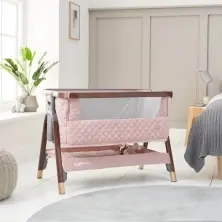 Tutti Bambini CoZee Luxe Bedside Crib - Walnut/Blush + Free Nursing Pillow Worth £59.99!