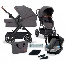 Kinderkraft B-Tour 3in1 With Mink Car Seat Travel System - Dark Grey**