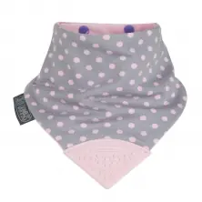 Cheeky Chompers Neckerchew Teething Dribble Bib - Polka Dot Pink