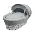 Kinder Valley White Waffle--Grey Wicker Moses Basket 