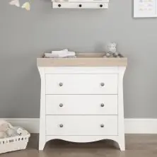 CuddleCo Clara 3 Drawer Dresser & Changer-White/Driftwood Ash