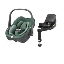 Maxi Cosi Pebble 360 i-Size Baby Car Seat + FamilyFix 360 Base - Essential Green