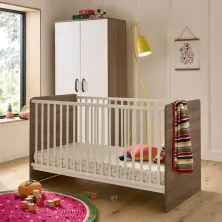 CuddleCo Enzo Cot Bed - Truffle Oak/White