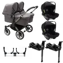 Bugaboo Donkey 5 Twin (Turtle Air) Travel System Bundle - Graphite/Grey Melange