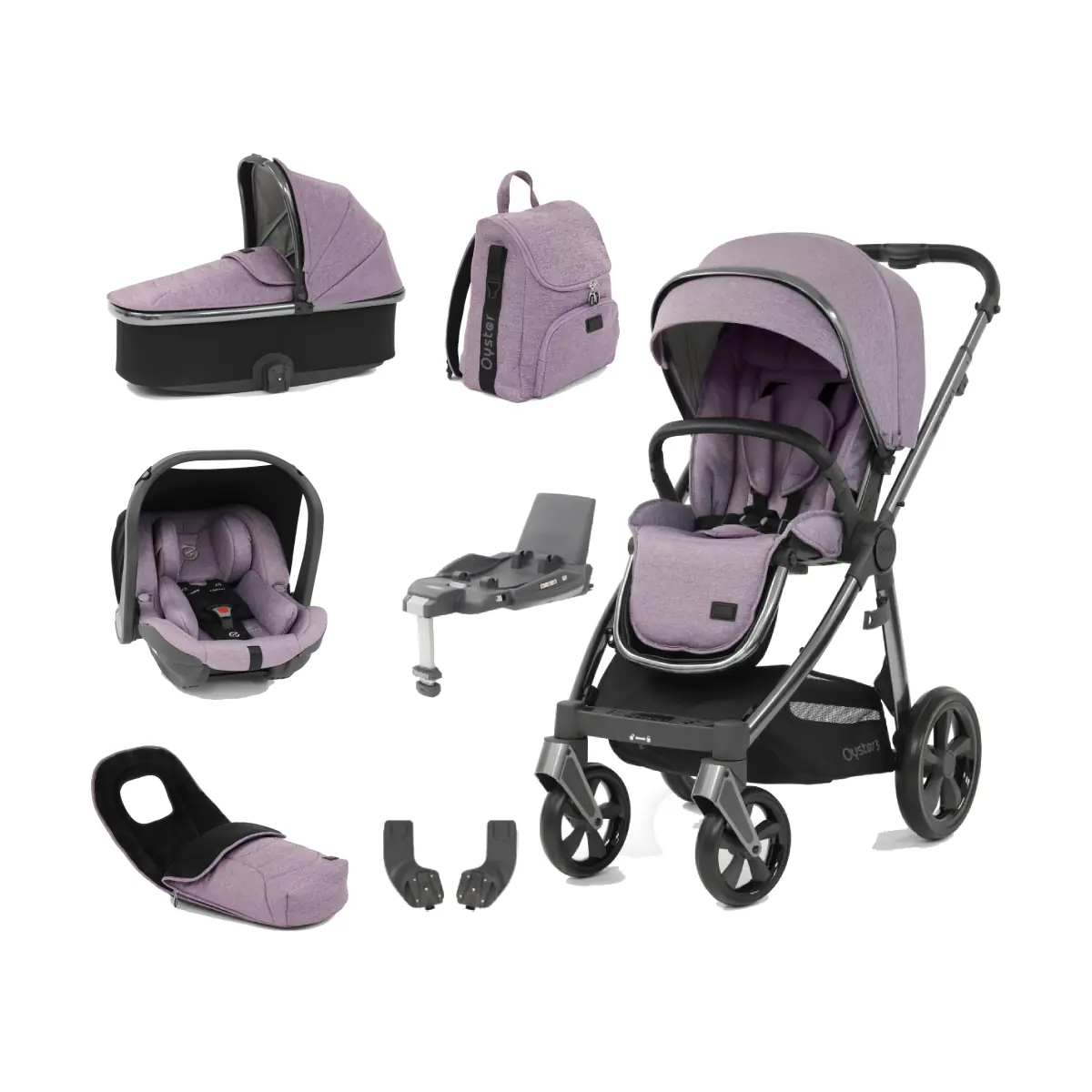 BabyStyle Oyster 3 Gun Metal Finish Edition 7 Piece Luxury Travel System