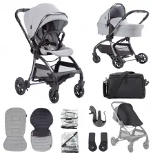 Junior Jones Aylo Pram Essential Bundle - Pebble Grey/Gun Metal