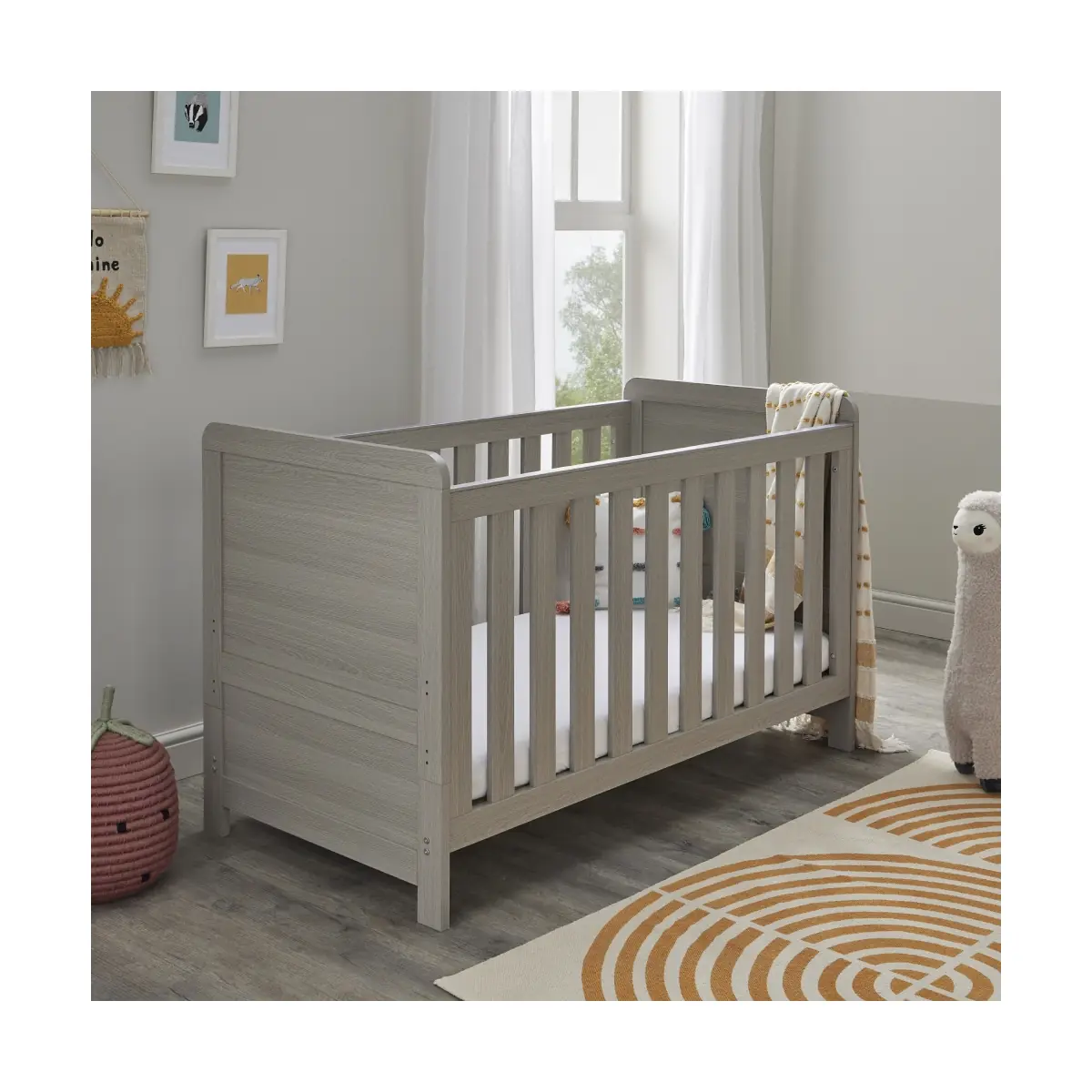 Image of Babymore Caro Mini Cot Bed - Grey Wash