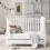 Babymore Eva Sleigh Cot Bed DROPSIDE with Drawer-White