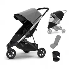 Thule Spring City Complete with Free Accessory Bundle - Aluminium/Grey Melange