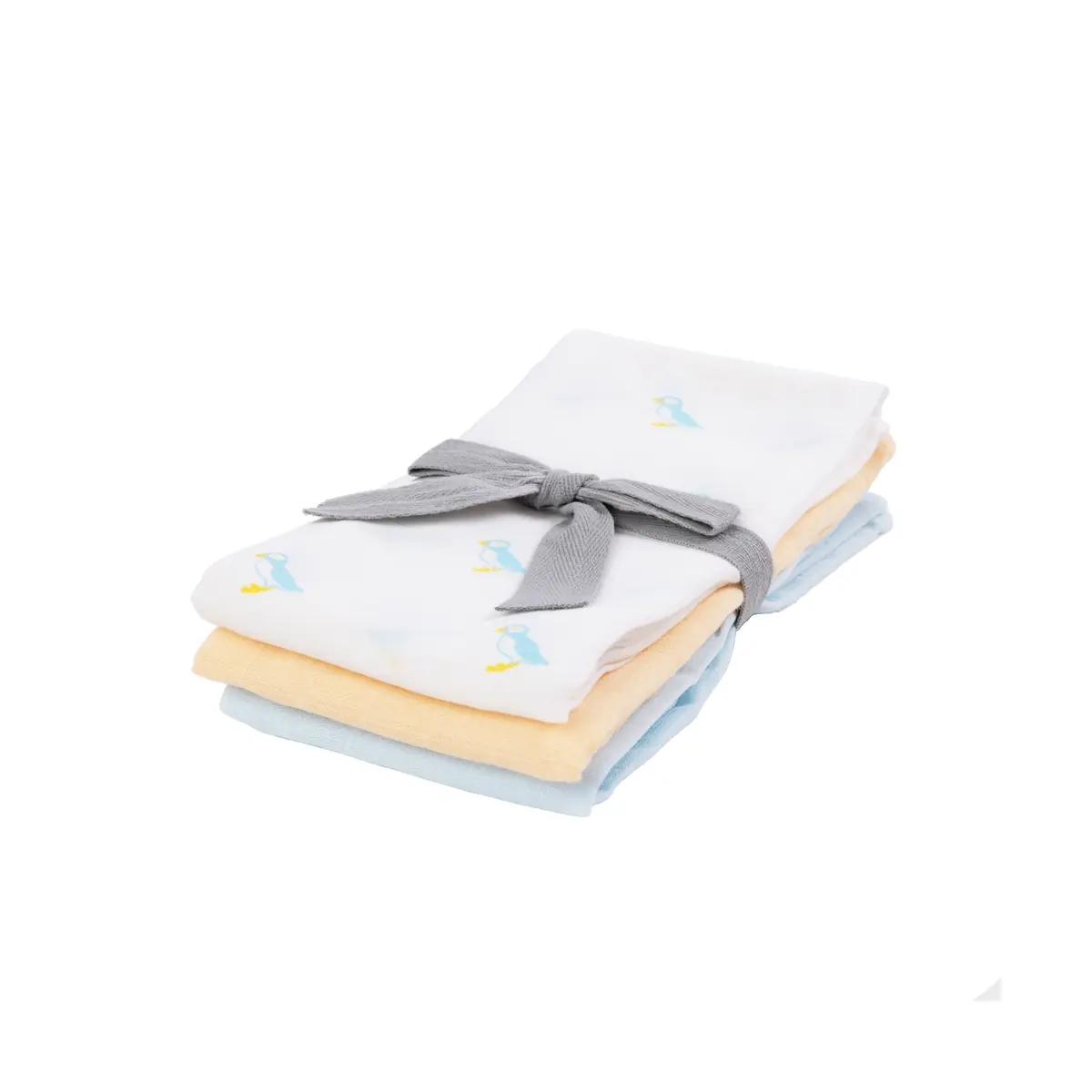 Kiki Sebby Pack of 3 100% Cotton Muslin Squares – Puffin