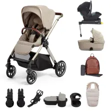 Silver Cross Reef Pushchair With First Bed Folding Carrycot & Ultimate Pack - Stone (Clearance)