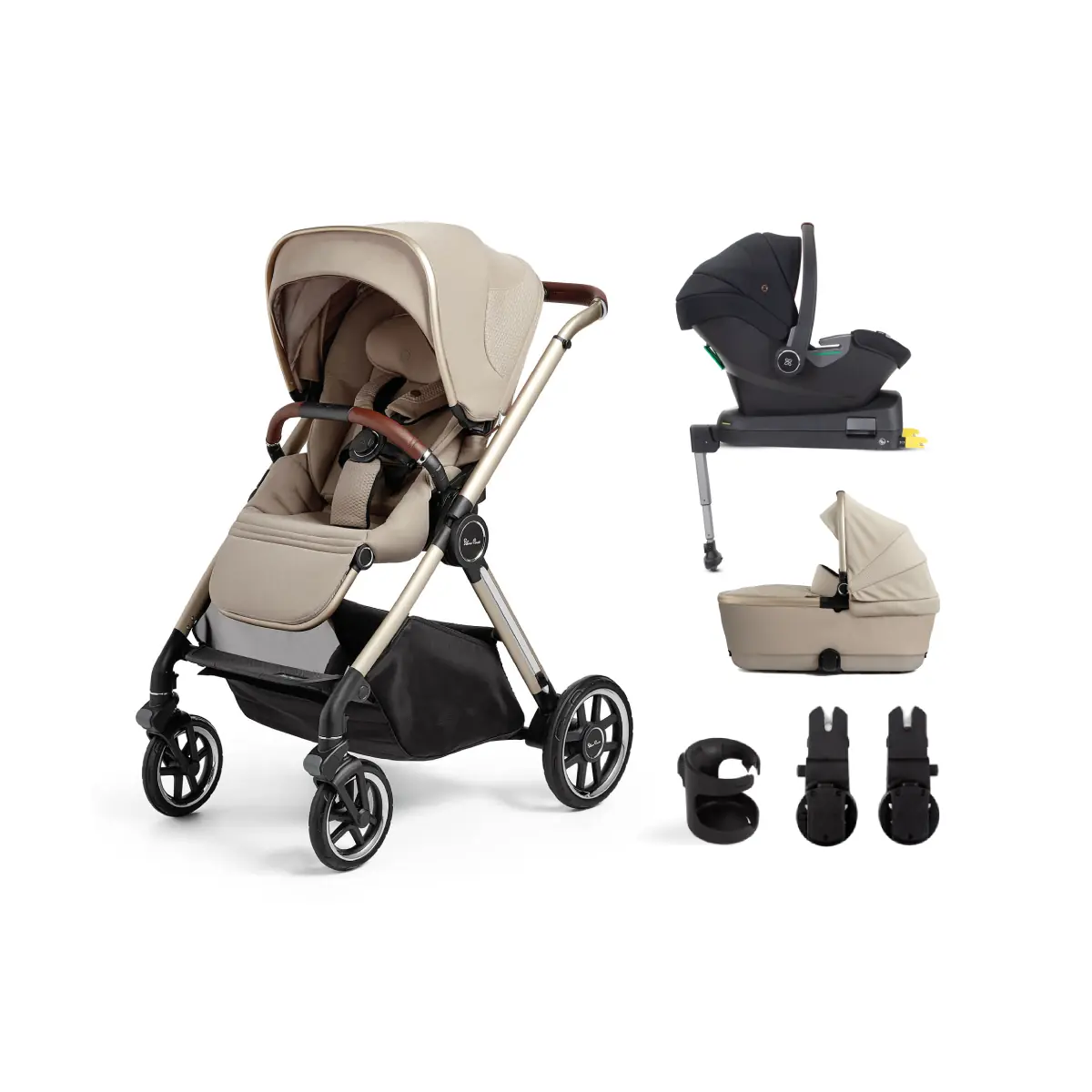 Silver Cross Reef Pushchair With First Bed Folding Carrycot Travel Pack