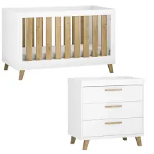 Little Acorns Siriana Cotbed & Dresser Roomset - White/Oak