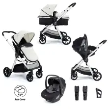 Babymore Mimi 3 in 1 Travel System Bundle with Pecan i-Size Car Seat - Silver