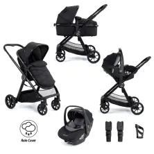 Babymore Mimi 3 in 1 Travel System Bundle with Pecan i-Size Car Seat - Black