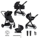 Babymore Mimi 3in1 Travel System Bundle with Pecan i-Size Car Seat and ISOFIX Base - Black