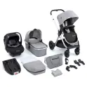 Babymore Memore V2 13 Piece Travel System Bundle with Pecan i-Size Car Seat and ISOFIX Base - Silver