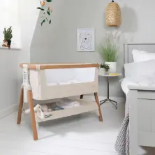 Tutti Bambini CoZee Bedside Crib - Scandinavian Walnut/Ecru + Free Nursing Pillow Worth £59.99!