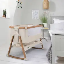 Tutti Bambini CoZee AIR Bedside Crib - Scandinavian Walnut/Ecru + Free Nursing Pillow Worth £59.99!