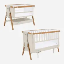 Tutti Bambini Cozee XL Bedside Crib & Cot Bundle - Scandinavian Walnut/Ecrul + FREE Sprung Mattress Worth £79!