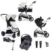 Babymore Mimi 3 in1 Travel System Bundle with Coco i-Size Car Seat with Isofix Base - Silver