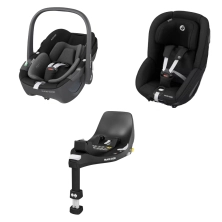 Maxi Cosi Pebble/Pearl/Familyfix 360 0+/1 Group Car Seat Bundle - Essential Black