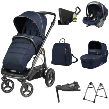 Peg Perego Veloce TC 11 Piece Duo Base Travel Bundle + Free Highchair - Blue Shine