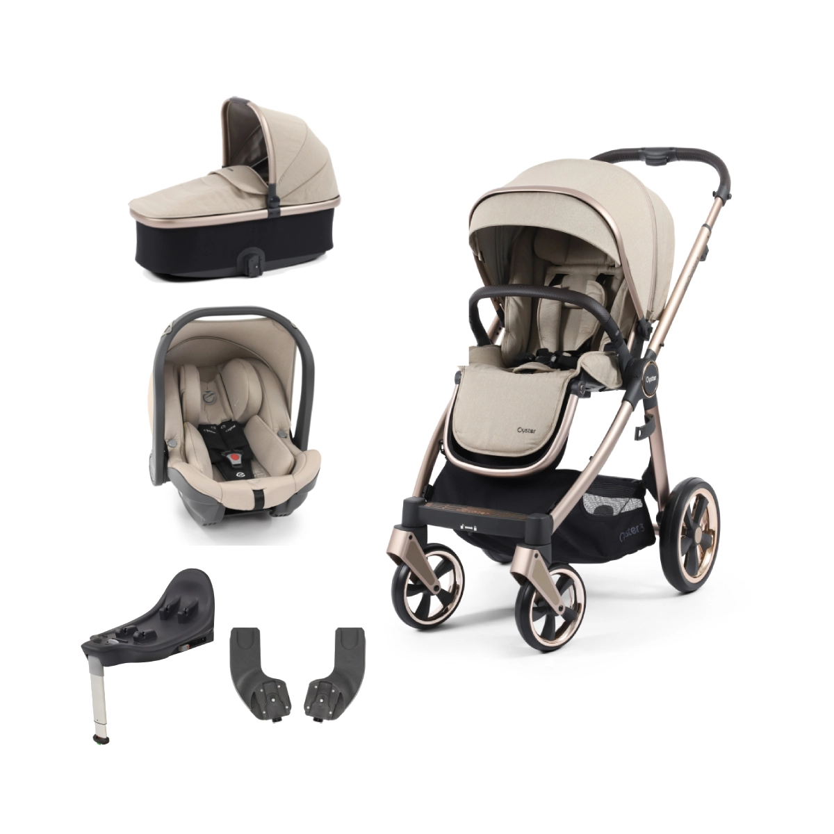 BabyStyle Oyster 3 Champagne Chassis Essential 5pc Travel System