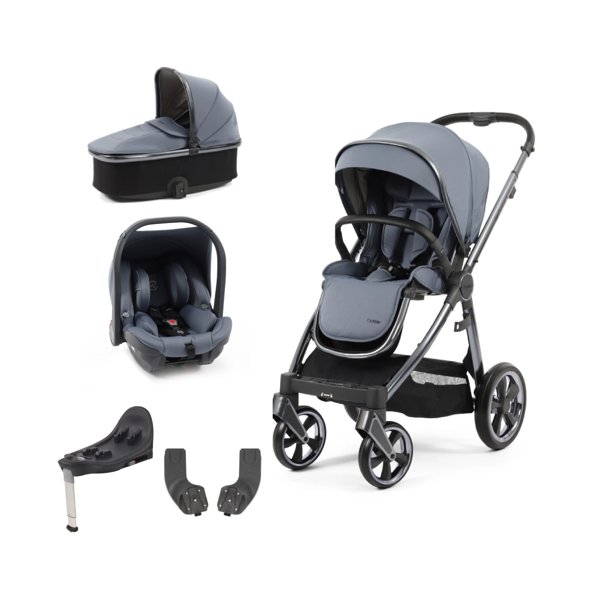 BabyStyle Oyster 3 Gun Metal Chassis Essential 5 Piece Travel System